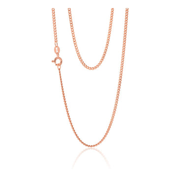 1.3MM Rose Gold Curb Chain .925 Solid Sterling Silver Length 16"-22" Inches